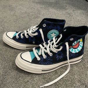 Black and Blue HighTop Converse